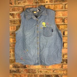 HP💜Warner Bros. No sleeve denim shirt adult 18-20